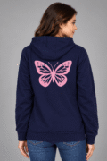 Navy Blue Butterfly Women Graphic Hoodie Online