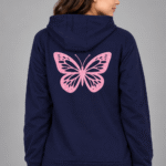 Navy Blue Butterfly Women Graphic Hoodie Online