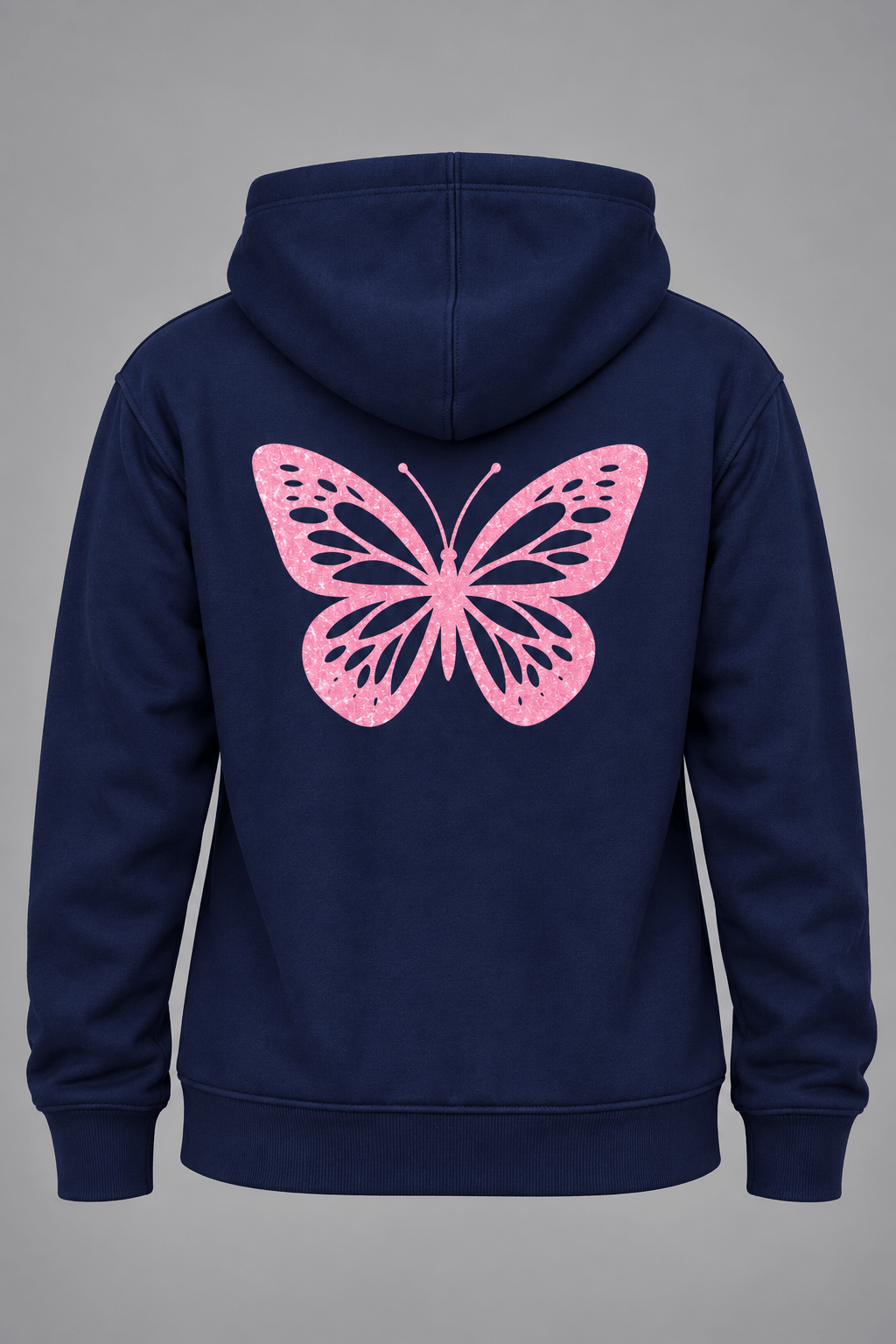 Buy Navy Blue Butterfly Graphic Hoodie for Women Online - Image 2
